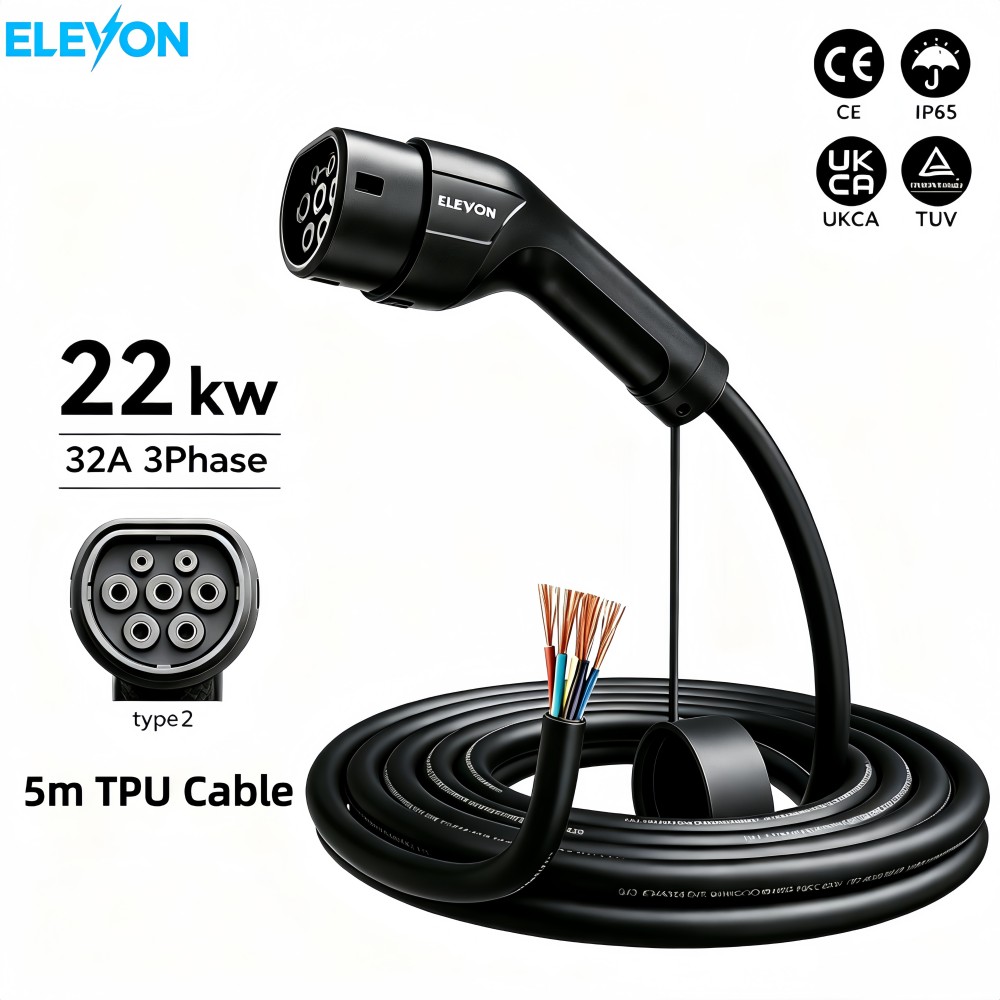 Ev Charger Type 2 22Kw 32A 3 Phase - ELEVON EV-Ladegerät Typ 2 Buchse Fahrzeugseitig