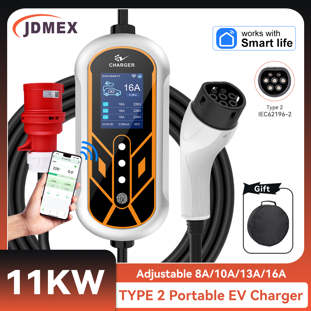 Type 2 Portable Ev Charger 11Kw Cee - JDMEX 11KW Typ2 EV-Ladegerät, tragbar, 5