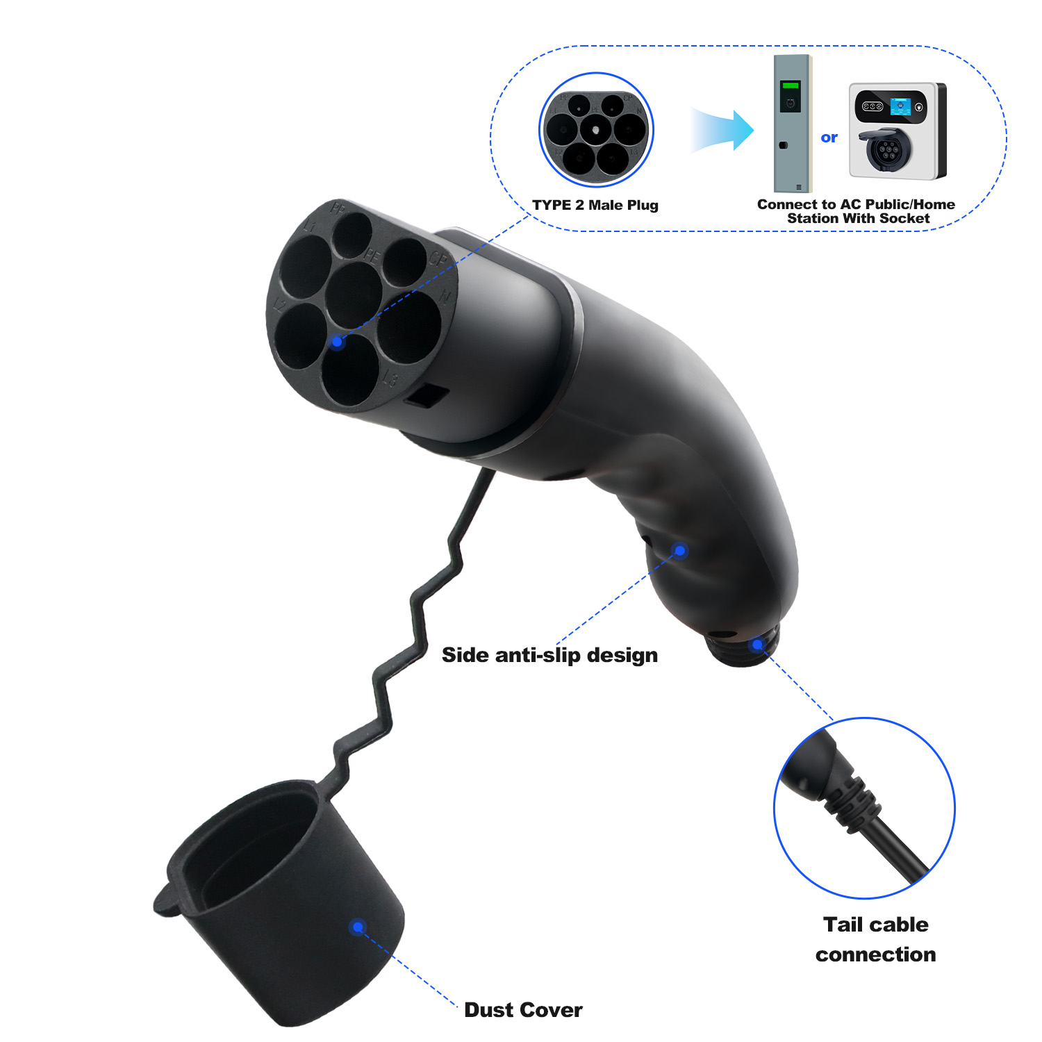 Kolanky EV-Stecker Typ 2 Männl – Ev Charger Type 2 22Kw 32A 3 Phase Bewertung und Preis